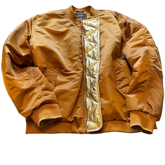 Gold and Brown Women's Bomber Jacket - Picture 6 of 13